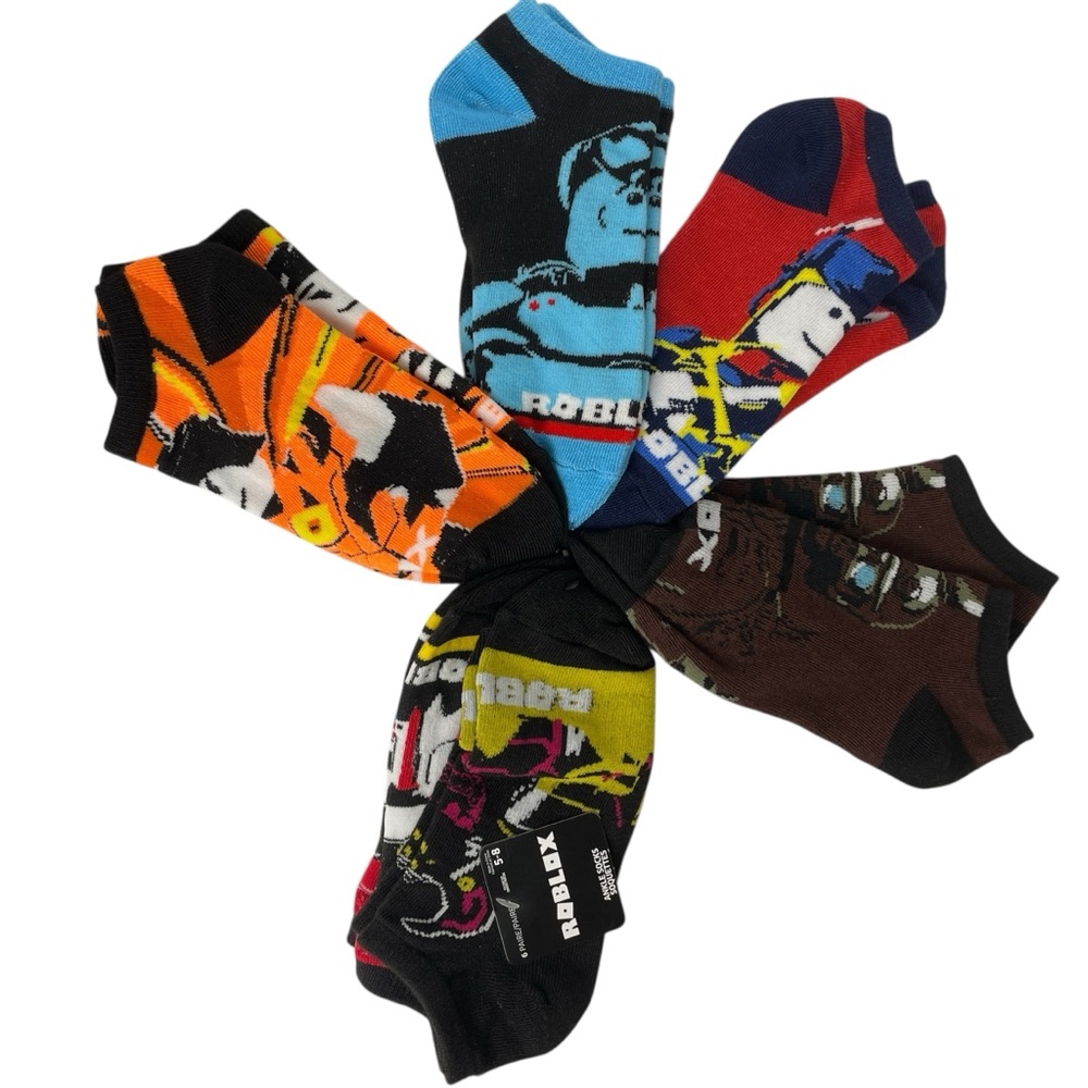 Roblox Boys 6 Pairs Ankle Socks Shoe Size 5-8 NWT